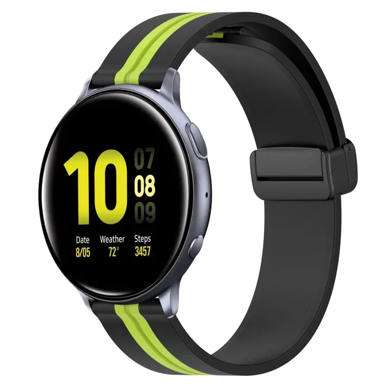 สายรัดนาฬิกาซิลิโคนพับได้พร้อมตัวล็อกแม่เหล็ก 20mm สำหรับ Samsung Galaxy Watch Active 2 40mm, สำหรับ Samsung Galaxy Watch Active 2 44mm, สำหรับ Samsung Galaxy Watch 42mm