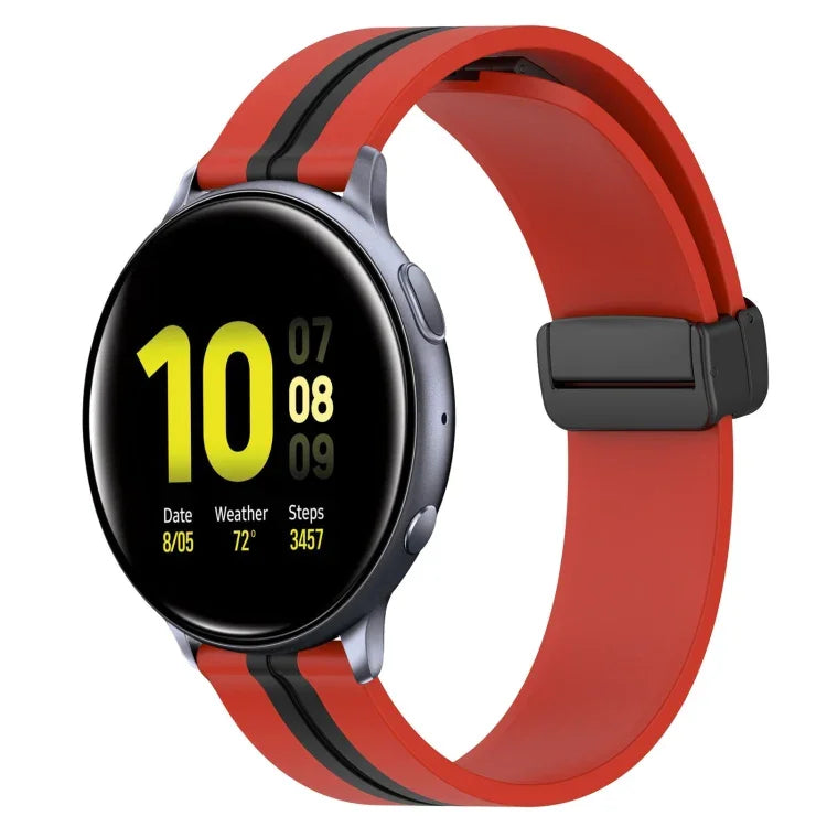 สายรัดนาฬิกาซิลิโคนพับได้พร้อมตัวล็อกแม่เหล็ก 20mm สำหรับ Samsung Galaxy Watch Active 2 40mm, สำหรับ Samsung Galaxy Watch Active 2 44mm, สำหรับ Samsung Galaxy Watch 42mm