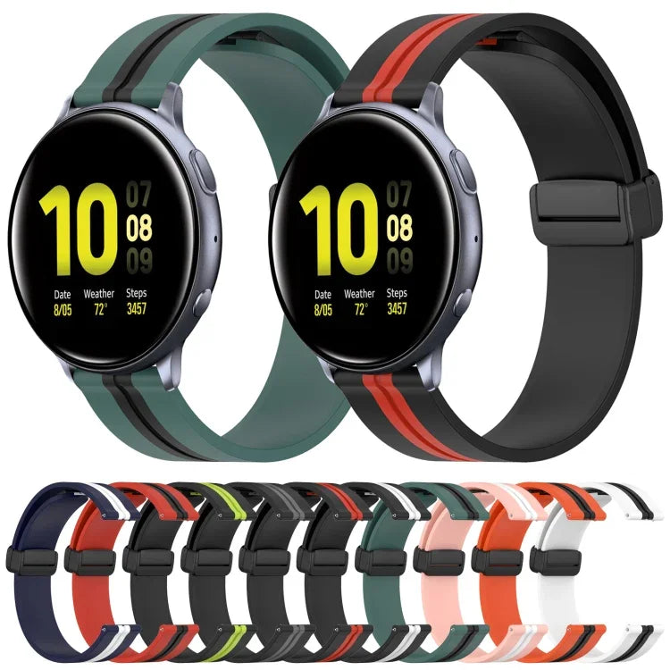 สายรัดนาฬิกาซิลิโคนพับได้พร้อมตัวล็อกแม่เหล็ก 20mm สำหรับ Samsung Galaxy Watch Active 2 40mm, สำหรับ Samsung Galaxy Watch Active 2 44mm, สำหรับ Samsung Galaxy Watch 42mm