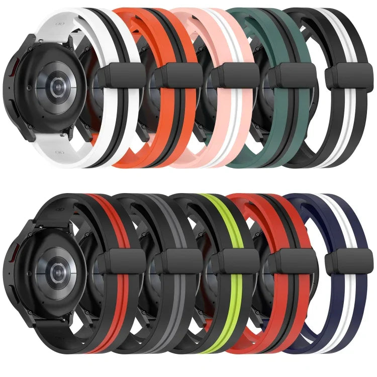 สายรัดนาฬิกาซิลิโคนพับได้พร้อมตัวล็อกแม่เหล็ก 20mm สำหรับ Samsung Galaxy Watch Active 2 40mm, สำหรับ Samsung Galaxy Watch Active 2 44mm, สำหรับ Samsung Galaxy Watch 42mm