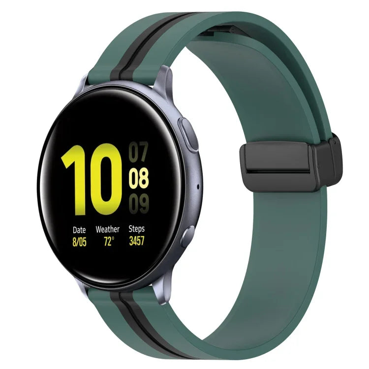 สายรัดนาฬิกาซิลิโคนพับได้พร้อมตัวล็อกแม่เหล็ก 20mm สำหรับ Samsung Galaxy Watch Active 2 40mm, สำหรับ Samsung Galaxy Watch Active 2 44mm, สำหรับ Samsung Galaxy Watch 42mm