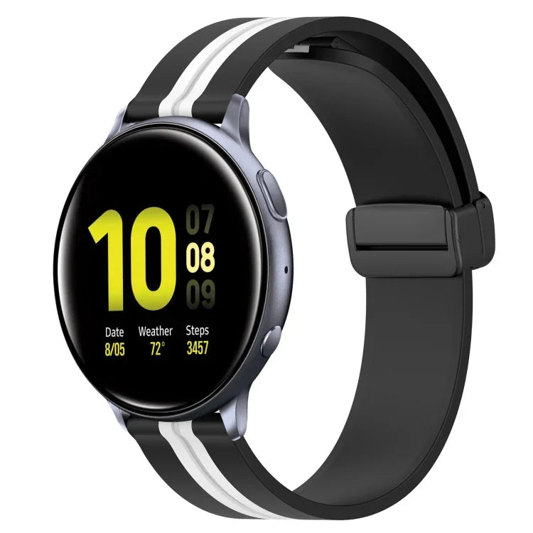 สายรัดนาฬิกาซิลิโคนพับได้พร้อมตัวล็อกแม่เหล็ก 20mm สำหรับ Samsung Galaxy Watch Active 2 40mm, สำหรับ Samsung Galaxy Watch Active 2 44mm, สำหรับ Samsung Galaxy Watch 42mm