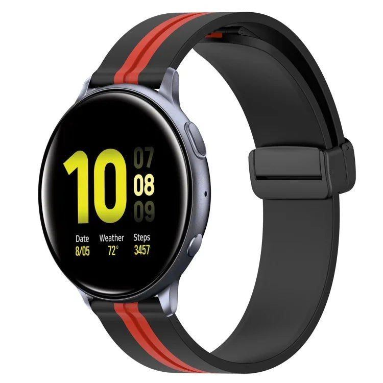 สายรัดนาฬิกาซิลิโคนพับได้พร้อมตัวล็อกแม่เหล็ก 20mm สำหรับ Samsung Galaxy Watch Active 2 40mm, สำหรับ Samsung Galaxy Watch Active 2 44mm, สำหรับ Samsung Galaxy Watch 42mm