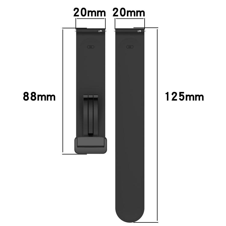 20mm Folding Magnetic Clasp Silicone Watch Band, For Amazfit GTS 4, For Amazfit GTS 3, For Amazfit GTS 2 Mini, For Amazfit GTS 2