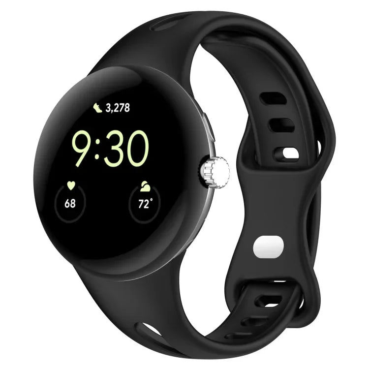 สายซิลิโคนสีทึบปุ่มผีเสื้อทรงหยดน้ำบาง สำหรับ Google Pixel Watch 4 / 3 / 2 / 1 41 มม.