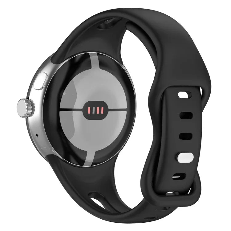 สายซิลิโคนสีทึบปุ่มผีเสื้อทรงหยดน้ำบาง สำหรับ Google Pixel Watch 4 / 3 / 2 / 1 41 มม.