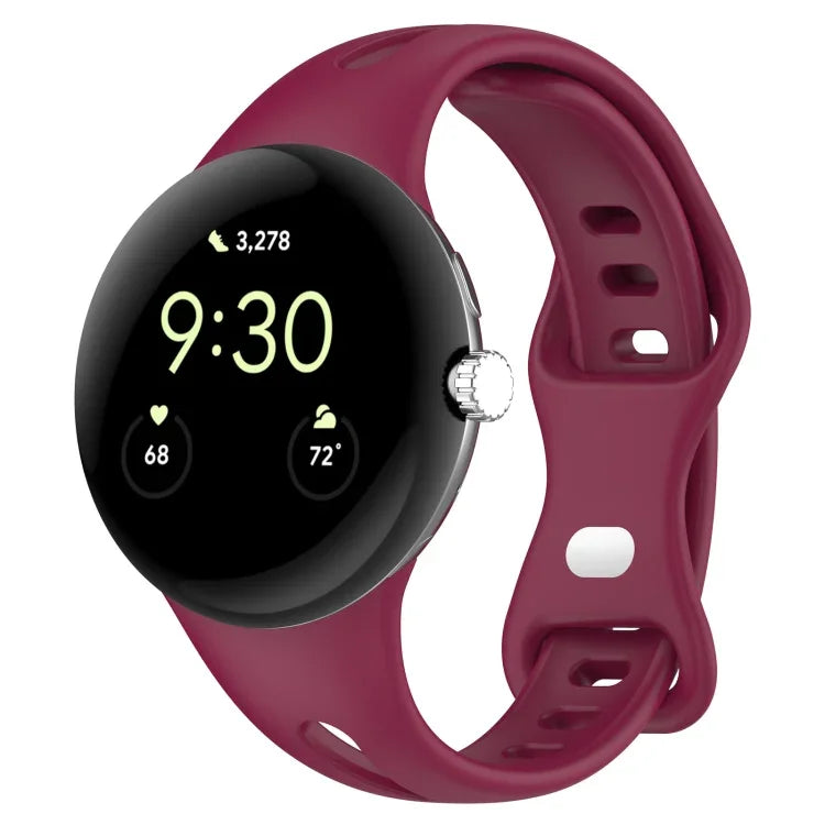 สายซิลิโคนสีทึบปุ่มผีเสื้อทรงหยดน้ำบาง สำหรับ Google Pixel Watch 4 / 3 / 2 / 1 41 มม.