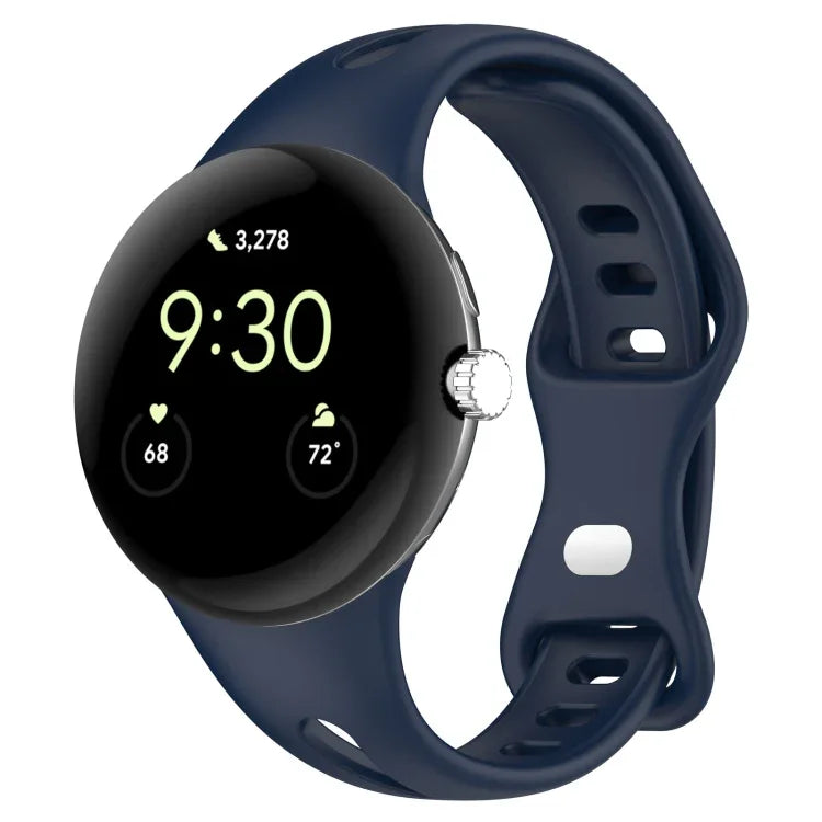 สายซิลิโคนสีทึบปุ่มผีเสื้อทรงหยดน้ำบาง สำหรับ Google Pixel Watch 4 / 3 / 2 / 1 41 มม.