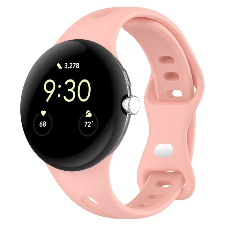 สายซิลิโคนสีทึบปุ่มผีเสื้อทรงหยดน้ำบาง สำหรับ Google Pixel Watch 4 / 3 / 2 / 1 41 มม.