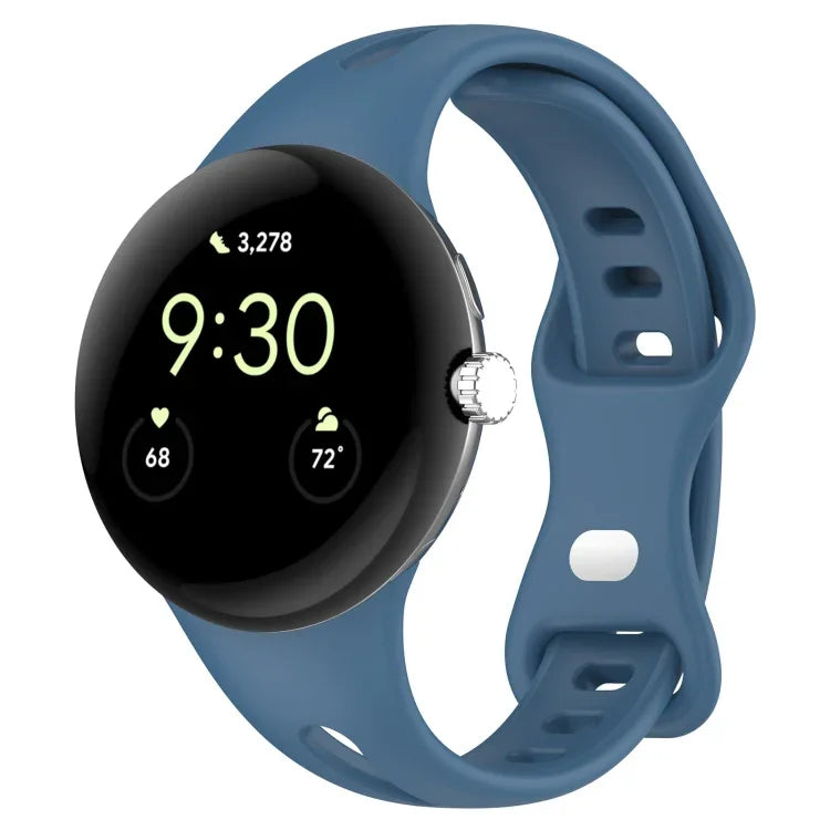 สายซิลิโคนสีทึบปุ่มผีเสื้อทรงหยดน้ำบาง สำหรับ Google Pixel Watch 4 / 3 / 2 / 1 41 มม.