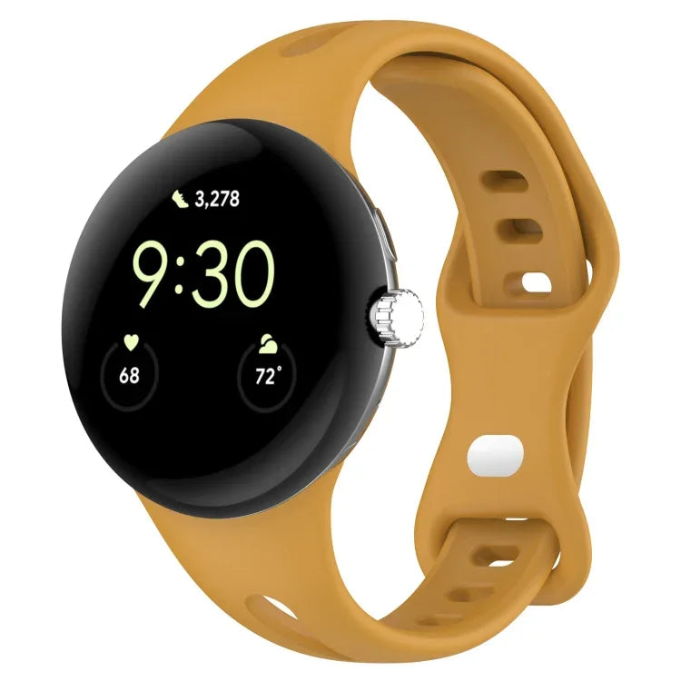 สายซิลิโคนสีทึบปุ่มผีเสื้อทรงหยดน้ำบาง สำหรับ Google Pixel Watch 4 / 3 / 2 / 1 41 มม.
