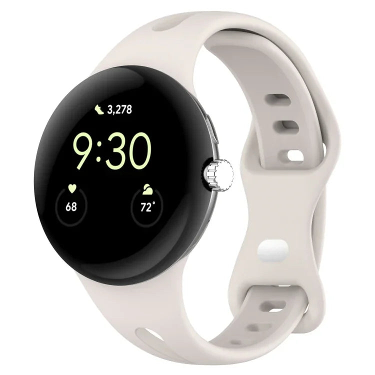 สายซิลิโคนสีทึบปุ่มผีเสื้อทรงหยดน้ำบาง สำหรับ Google Pixel Watch 4 / 3 / 2 / 1 41 มม.