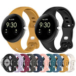 สายซิลิโคนสีทึบปุ่มผีเสื้อทรงหยดน้ำบาง สำหรับ Google Pixel Watch 4 / 3 / 2 / 1 41 มม.