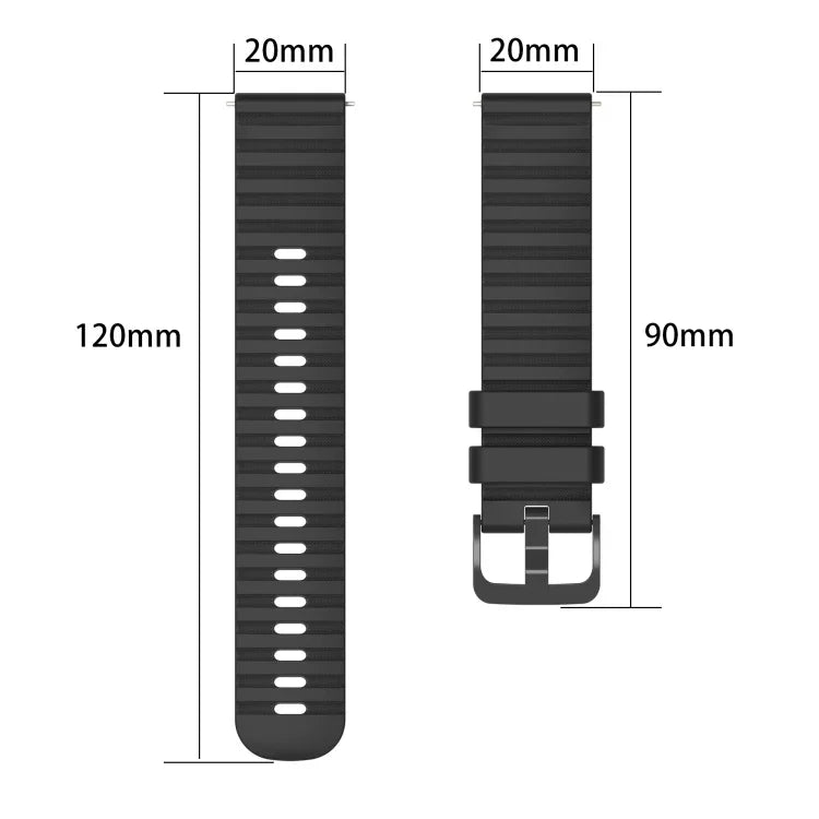 สายซิลิโคนลายจุดคลื่นสีพื้น 20mm สำหรับ Samsung Galaxy Watch 4 Classic 42mm, สำหรับ Samsung Galaxy Watch 4 Classic 46mm, สำหรับ Samsung Galaxy Watch Active 2 40mm, สำหรับ Samsung Galaxy Watch Active 2 44mm