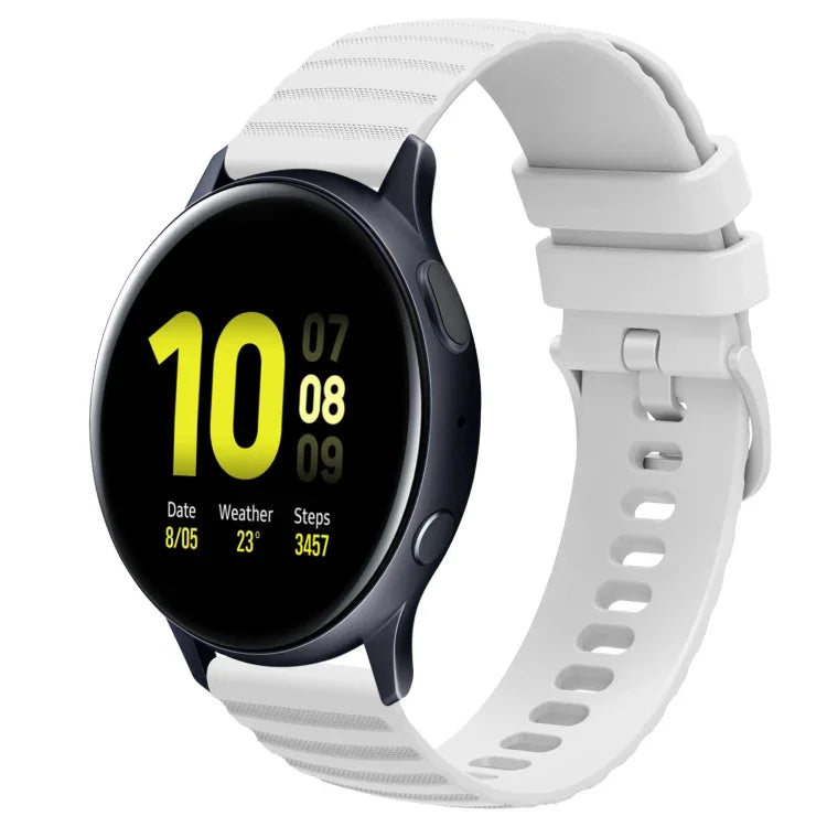 สายซิลิโคนลายจุดคลื่นสีพื้น 20mm สำหรับ Samsung Galaxy Watch 4 Classic 42mm, สำหรับ Samsung Galaxy Watch 4 Classic 46mm, สำหรับ Samsung Galaxy Watch Active 2 40mm, สำหรับ Samsung Galaxy Watch Active 2 44mm
