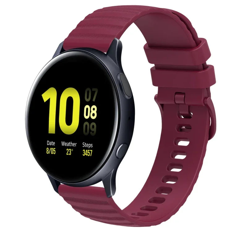 สายซิลิโคนลายจุดคลื่นสีพื้น 20mm สำหรับ Samsung Galaxy Watch 4 Classic 42mm, สำหรับ Samsung Galaxy Watch 4 Classic 46mm, สำหรับ Samsung Galaxy Watch Active 2 40mm, สำหรับ Samsung Galaxy Watch Active 2 44mm