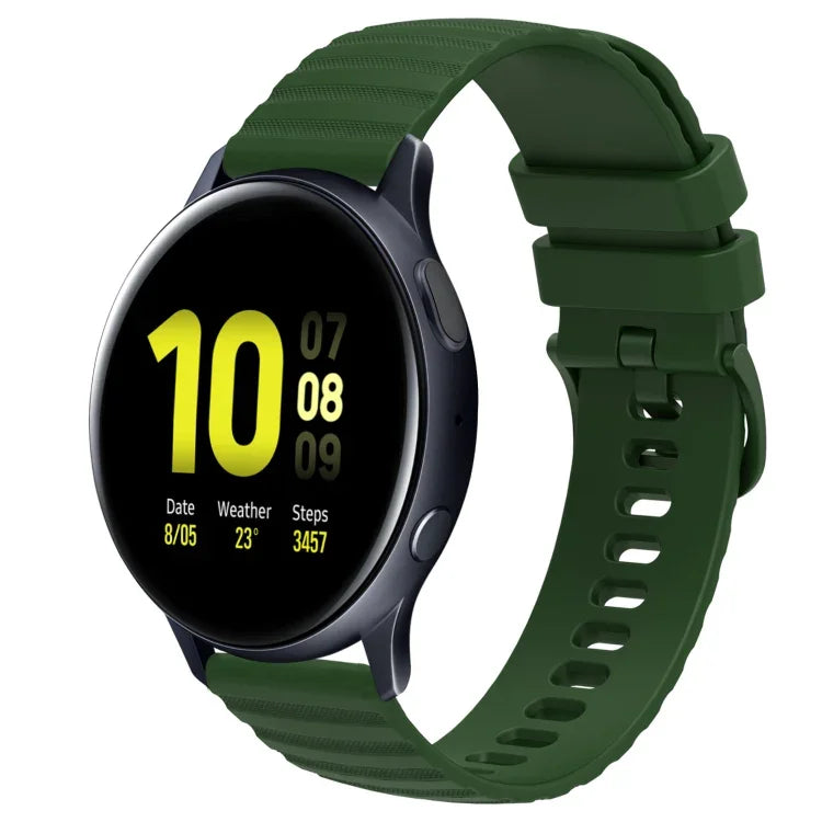 สายซิลิโคนลายจุดคลื่นสีพื้น 20mm สำหรับ Samsung Galaxy Watch 4 Classic 42mm, สำหรับ Samsung Galaxy Watch 4 Classic 46mm, สำหรับ Samsung Galaxy Watch Active 2 40mm, สำหรับ Samsung Galaxy Watch Active 2 44mm