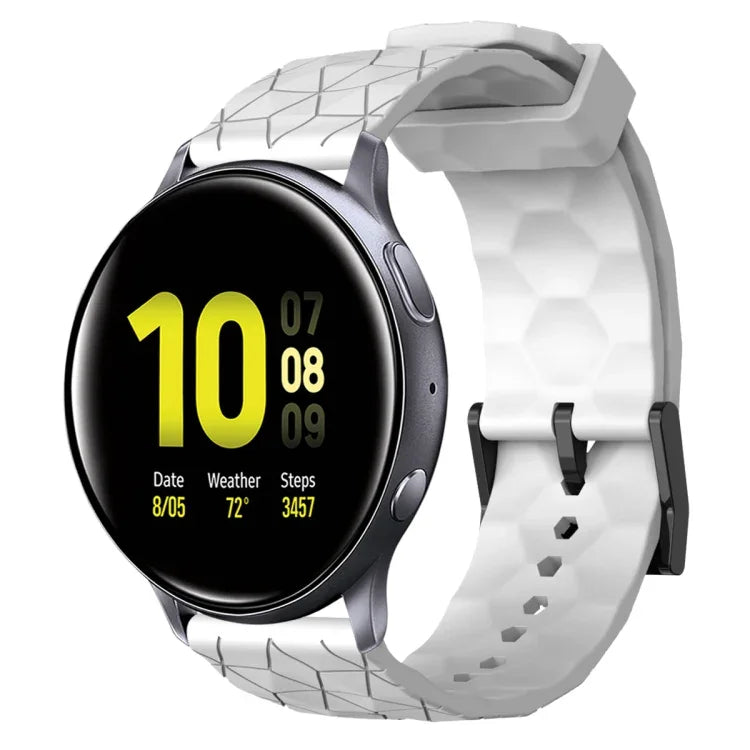 สายรัดนาฬิกาซิลิโคนลายฟุตบอลสีพื้นขนาด 20 มม., สำหรับ Samsung Galaxy Watch Active 2 ขนาด 44 มม., สำหรับ Samsung Galaxy Watch ขนาด 42 มม.