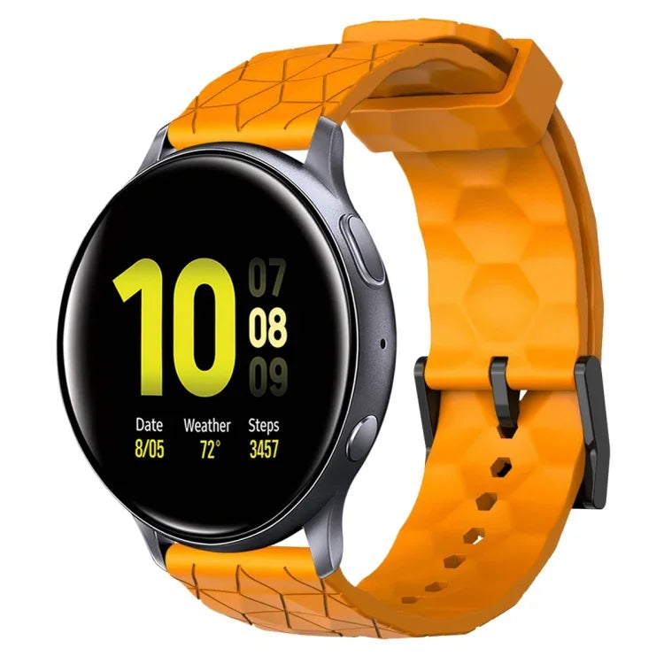 สายรัดนาฬิกาซิลิโคนลายฟุตบอลสีพื้นขนาด 20 มม., สำหรับ Samsung Galaxy Watch Active 2 ขนาด 44 มม., สำหรับ Samsung Galaxy Watch ขนาด 42 มม.