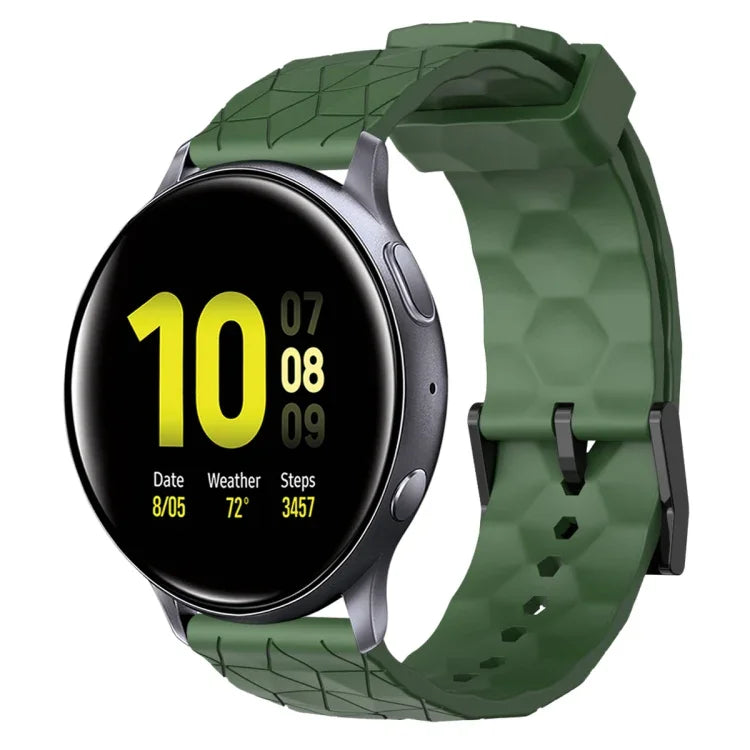 สายรัดนาฬิกาซิลิโคนลายฟุตบอลสีพื้นขนาด 20 มม., สำหรับ Samsung Galaxy Watch Active 2 ขนาด 44 มม., สำหรับ Samsung Galaxy Watch ขนาด 42 มม.