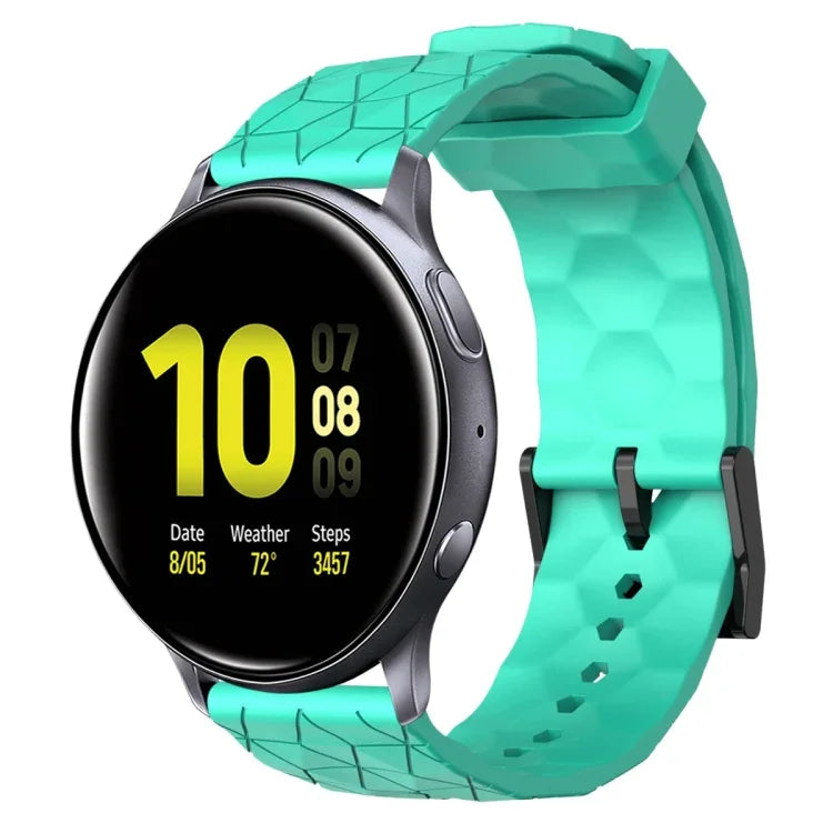 สายรัดนาฬิกาซิลิโคนลายฟุตบอลสีพื้นขนาด 20 มม., สำหรับ Samsung Galaxy Watch Active 2 ขนาด 44 มม., สำหรับ Samsung Galaxy Watch ขนาด 42 มม.