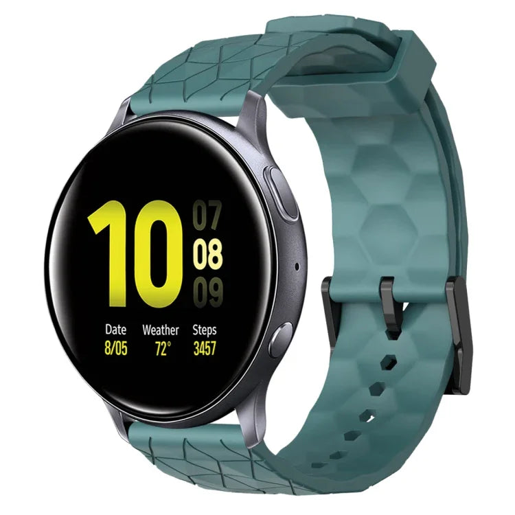 สายรัดนาฬิกาซิลิโคนลายฟุตบอลสีพื้นขนาด 20 มม., สำหรับ Samsung Galaxy Watch Active 2 ขนาด 44 มม., สำหรับ Samsung Galaxy Watch ขนาด 42 มม.