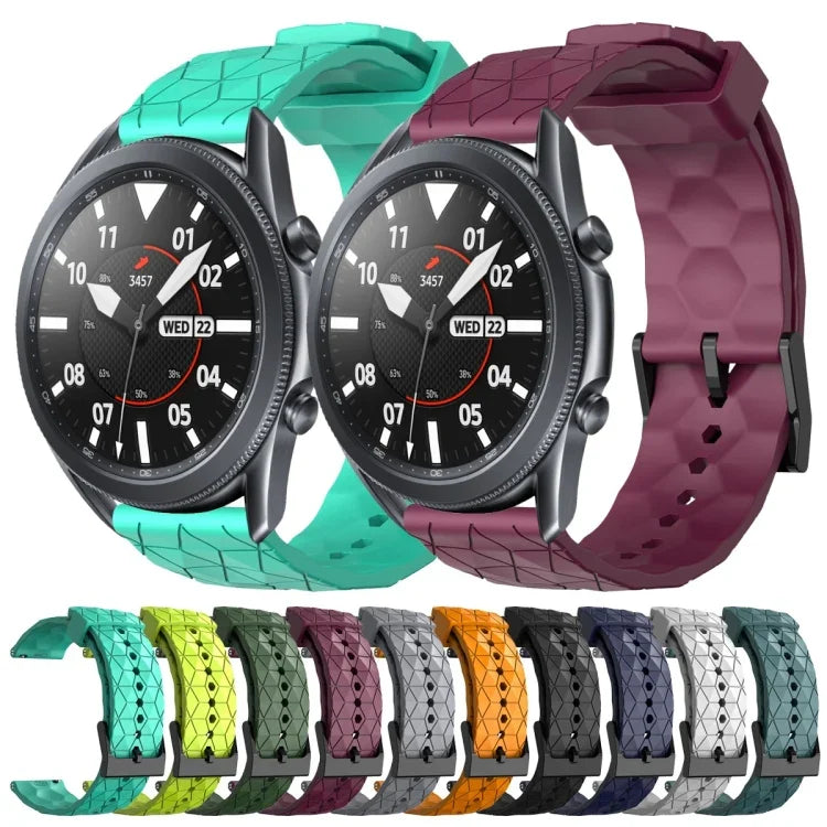 สายรัดนาฬิกาซิลิโคนลายฟุตบอลสีพื้นขนาด 22 มม., สำหรับ Samsung Galaxy Watch3 ขนาด 45 มม., สำหรับ Samsung Galaxy Watch ขนาด 46 มม., สำหรับ Samsung Gear S3 Classic, สำหรับ Samsung Gear S3 Frontier