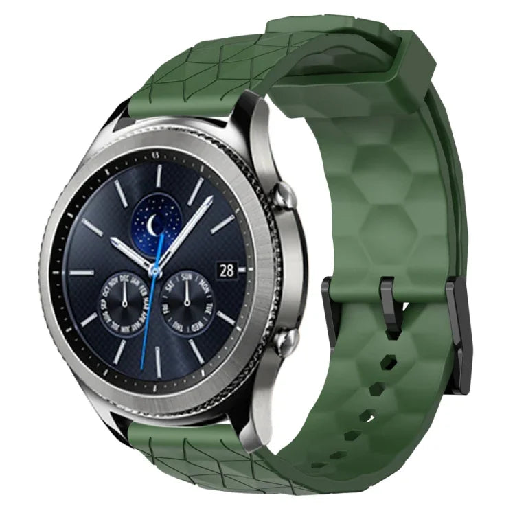 สายรัดนาฬิกาซิลิโคนลายฟุตบอลสีพื้นขนาด 22 มม., สำหรับ Samsung Galaxy Watch3 ขนาด 45 มม., สำหรับ Samsung Galaxy Watch ขนาด 46 มม., สำหรับ Samsung Gear S3 Classic, สำหรับ Samsung Gear S3 Frontier