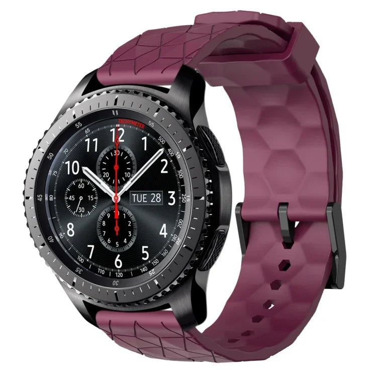 สายรัดนาฬิกาซิลิโคนลายฟุตบอลสีพื้นขนาด 22 มม., สำหรับ Samsung Galaxy Watch3 ขนาด 45 มม., สำหรับ Samsung Galaxy Watch ขนาด 46 มม., สำหรับ Samsung Gear S3 Classic, สำหรับ Samsung Gear S3 Frontier