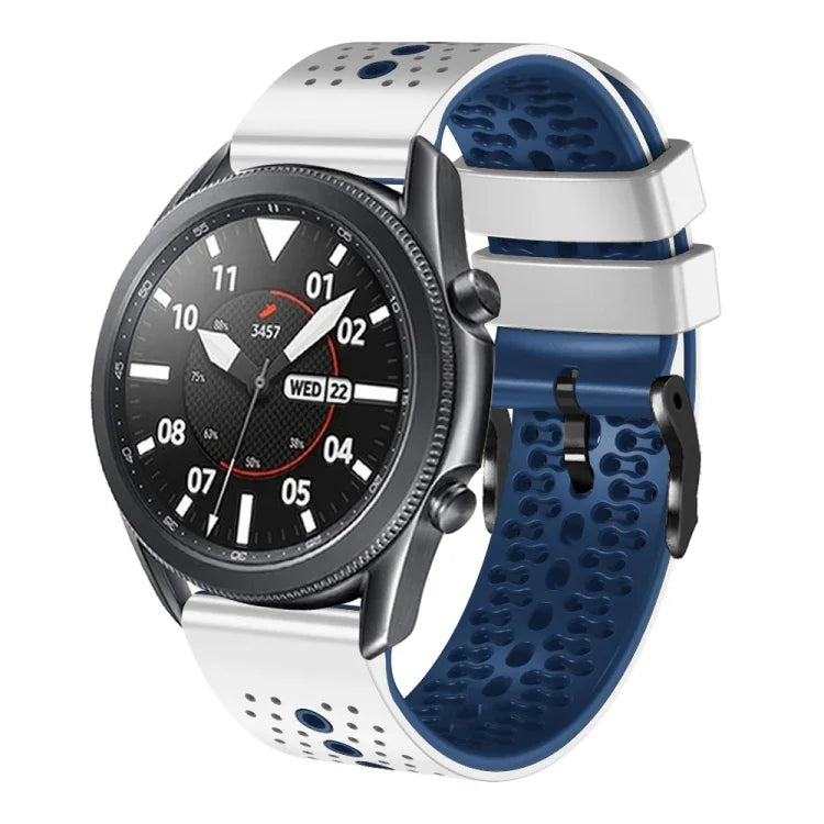 สายซิลิโคนสองสีเจาะรู 22mm สำหรับ Samsung Galaxy Watch3 45mm, สำหรับ Samsung Galaxy Watch 46mm, สำหรับ Samsung Gear S3 Classic, สำหรับ Samsung Gear S3 Frontier