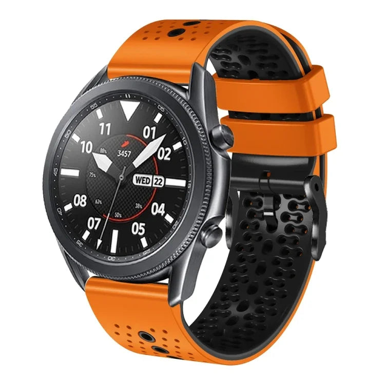 สายซิลิโคนสองสีเจาะรู 22mm สำหรับ Samsung Galaxy Watch3 45mm, สำหรับ Samsung Galaxy Watch 46mm, สำหรับ Samsung Gear S3 Classic, สำหรับ Samsung Gear S3 Frontier