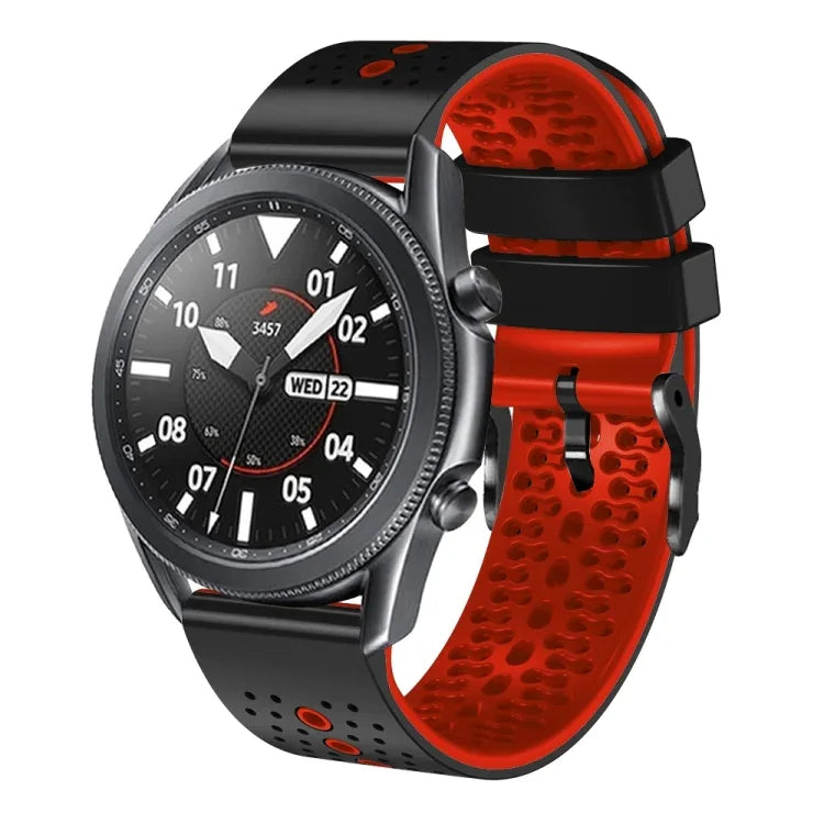 สายซิลิโคนสองสีเจาะรู 22mm สำหรับ Samsung Galaxy Watch3 45mm, สำหรับ Samsung Galaxy Watch 46mm, สำหรับ Samsung Gear S3 Classic, สำหรับ Samsung Gear S3 Frontier