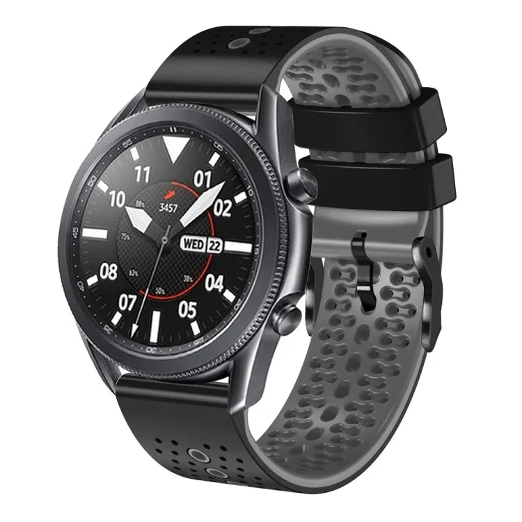 สายซิลิโคนสองสีเจาะรู 22mm สำหรับ Samsung Galaxy Watch3 45mm, สำหรับ Samsung Galaxy Watch 46mm, สำหรับ Samsung Gear S3 Classic, สำหรับ Samsung Gear S3 Frontier