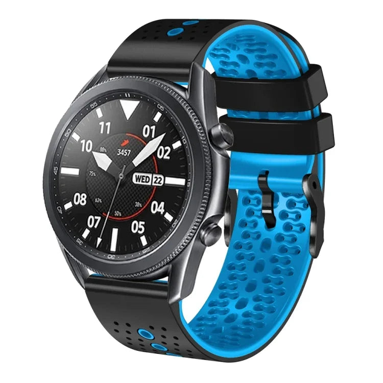 สายซิลิโคนสองสีเจาะรู 22mm สำหรับ Samsung Galaxy Watch3 45mm, สำหรับ Samsung Galaxy Watch 46mm, สำหรับ Samsung Gear S3 Classic, สำหรับ Samsung Gear S3 Frontier