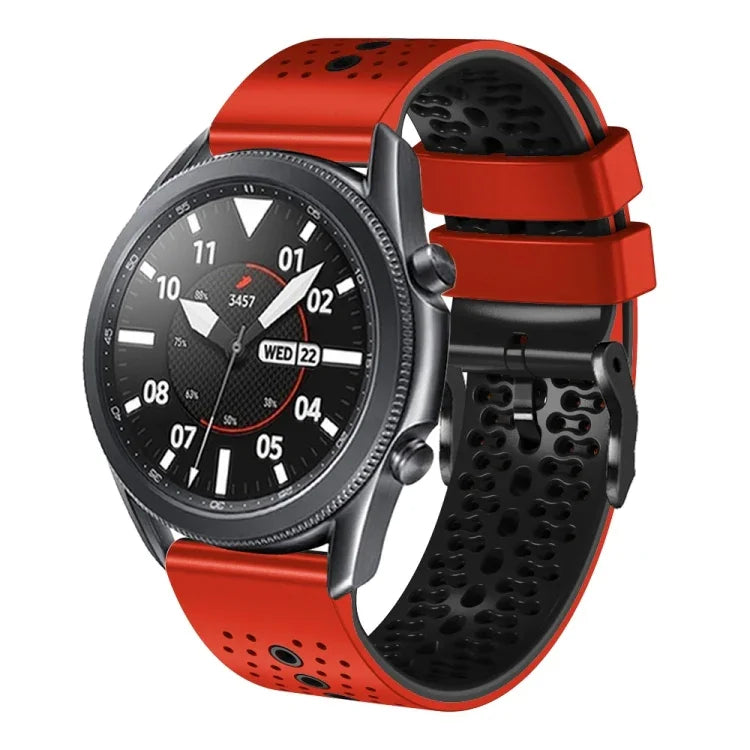 สายซิลิโคนสองสีเจาะรู 22mm สำหรับ Samsung Galaxy Watch3 45mm, สำหรับ Samsung Galaxy Watch 46mm, สำหรับ Samsung Gear S3 Classic, สำหรับ Samsung Gear S3 Frontier