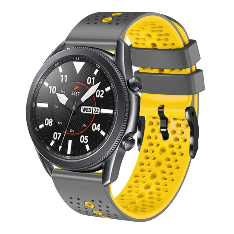 สายซิลิโคนสองสีเจาะรู 22mm สำหรับ Samsung Galaxy Watch3 45mm, สำหรับ Samsung Galaxy Watch 46mm, สำหรับ Samsung Gear S3 Classic, สำหรับ Samsung Gear S3 Frontier