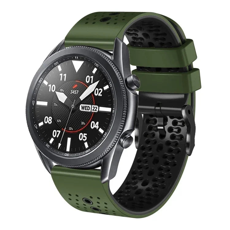 สายซิลิโคนสองสีเจาะรู 22mm สำหรับ Samsung Galaxy Watch3 45mm, สำหรับ Samsung Galaxy Watch 46mm, สำหรับ Samsung Gear S3 Classic, สำหรับ Samsung Gear S3 Frontier