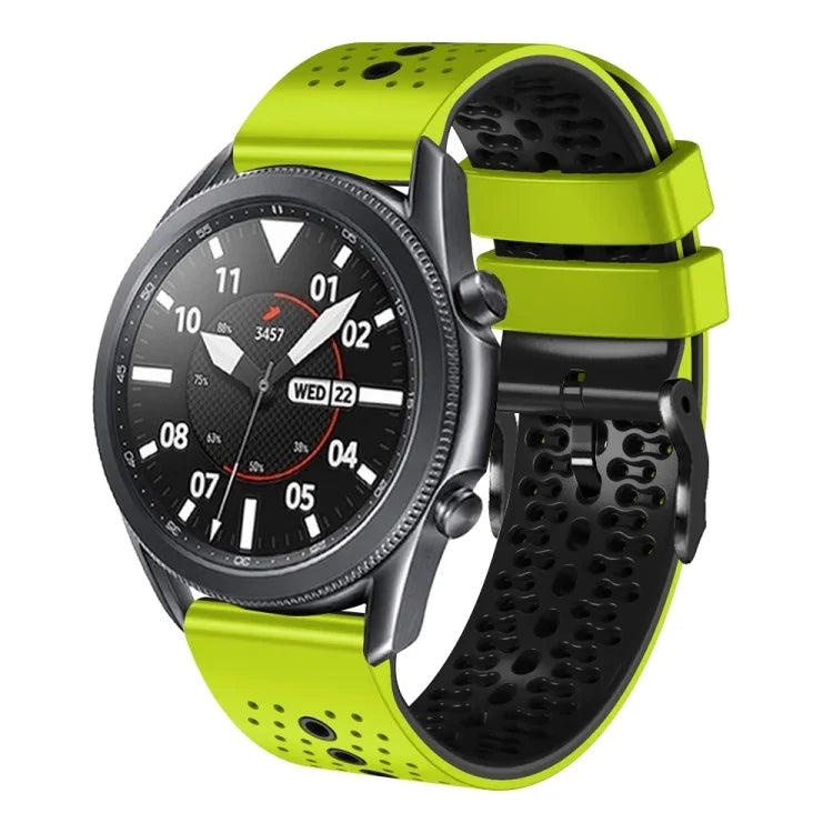 สายซิลิโคนสองสีเจาะรู 22mm สำหรับ Samsung Galaxy Watch3 45mm, สำหรับ Samsung Galaxy Watch 46mm, สำหรับ Samsung Gear S3 Classic, สำหรับ Samsung Gear S3 Frontier