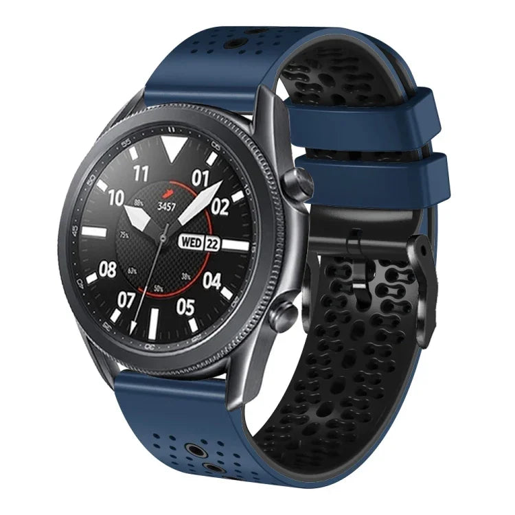 สายซิลิโคนสองสีเจาะรู 22mm สำหรับ Samsung Galaxy Watch3 45mm, สำหรับ Samsung Galaxy Watch 46mm, สำหรับ Samsung Gear S3 Classic, สำหรับ Samsung Gear S3 Frontier