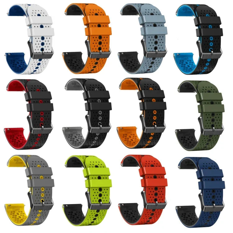 สายซิลิโคนสองสีเจาะรู 22mm สำหรับ Samsung Galaxy Watch3 45mm, สำหรับ Samsung Galaxy Watch 46mm, สำหรับ Samsung Gear S3 Classic, สำหรับ Samsung Gear S3 Frontier