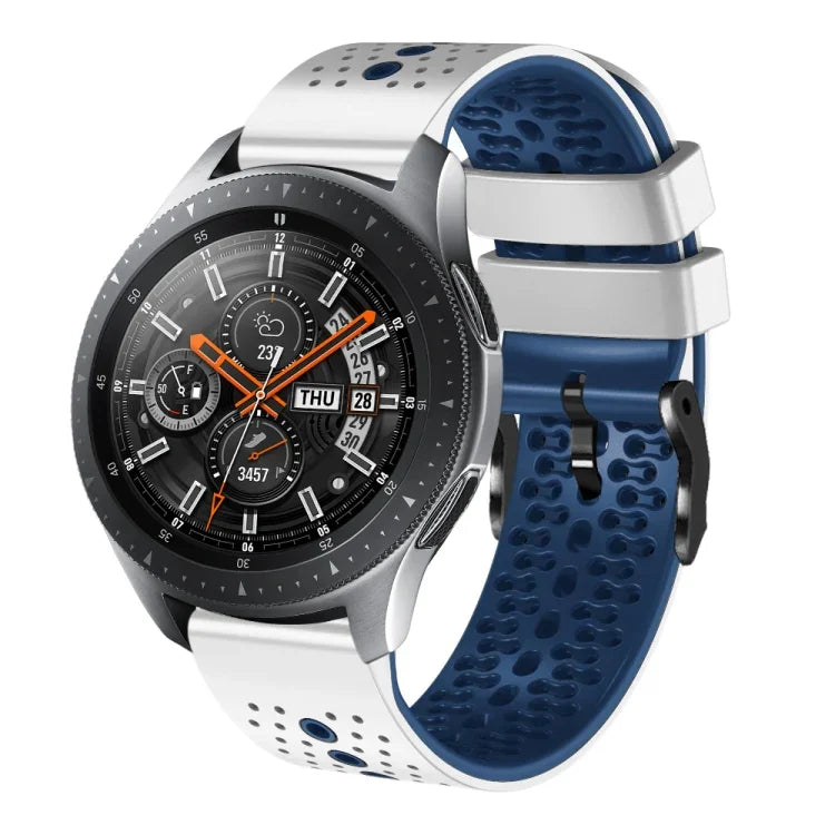 สายซิลิโคนสองสีเจาะรู 22mm สำหรับ Samsung Galaxy Watch3 45mm, สำหรับ Samsung Galaxy Watch 46mm, สำหรับ Samsung Gear S3 Classic, สำหรับ Samsung Gear S3 Frontier