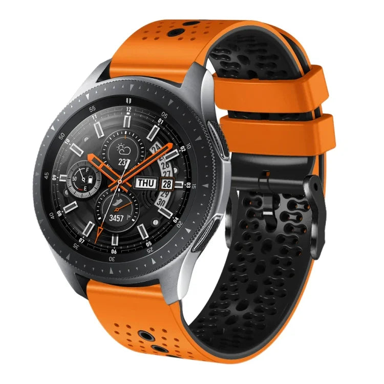 สายซิลิโคนสองสีเจาะรู 22mm สำหรับ Samsung Galaxy Watch3 45mm, สำหรับ Samsung Galaxy Watch 46mm, สำหรับ Samsung Gear S3 Classic, สำหรับ Samsung Gear S3 Frontier