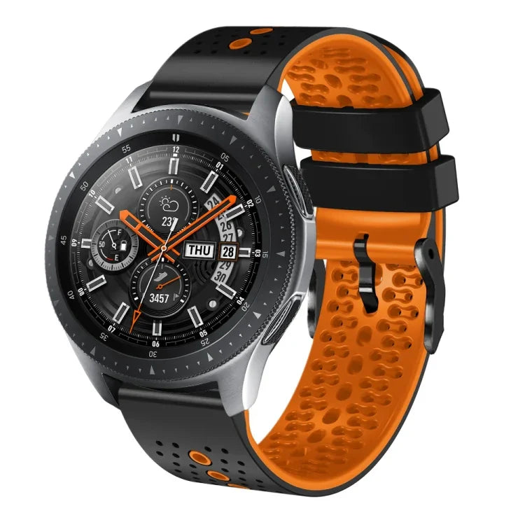 สายซิลิโคนสองสีเจาะรู 22mm สำหรับ Samsung Galaxy Watch3 45mm, สำหรับ Samsung Galaxy Watch 46mm, สำหรับ Samsung Gear S3 Classic, สำหรับ Samsung Gear S3 Frontier