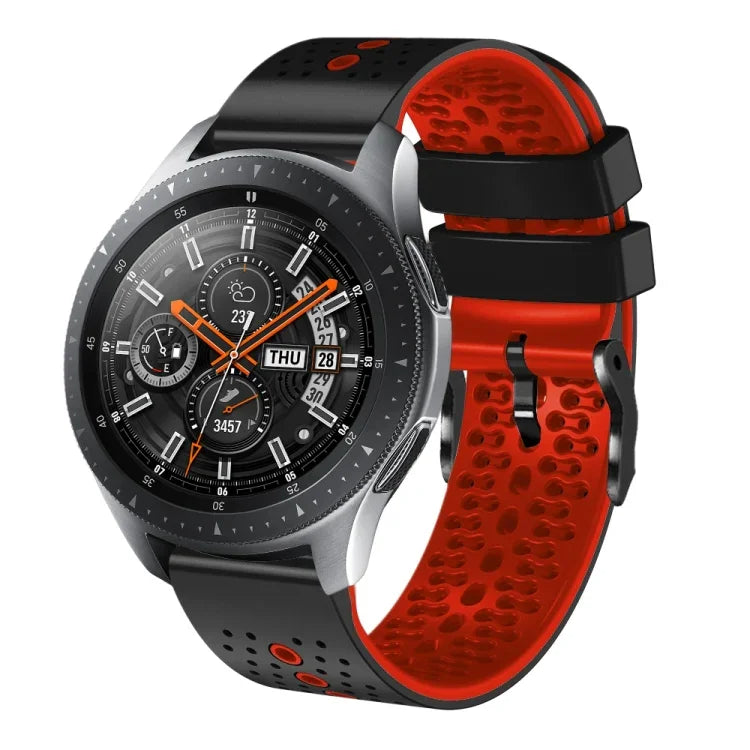 สายซิลิโคนสองสีเจาะรู 22mm สำหรับ Samsung Galaxy Watch3 45mm, สำหรับ Samsung Galaxy Watch 46mm, สำหรับ Samsung Gear S3 Classic, สำหรับ Samsung Gear S3 Frontier
