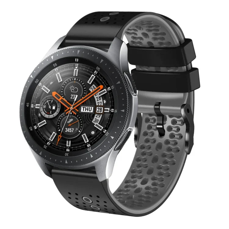 สายซิลิโคนสองสีเจาะรู 22mm สำหรับ Samsung Galaxy Watch3 45mm, สำหรับ Samsung Galaxy Watch 46mm, สำหรับ Samsung Gear S3 Classic, สำหรับ Samsung Gear S3 Frontier