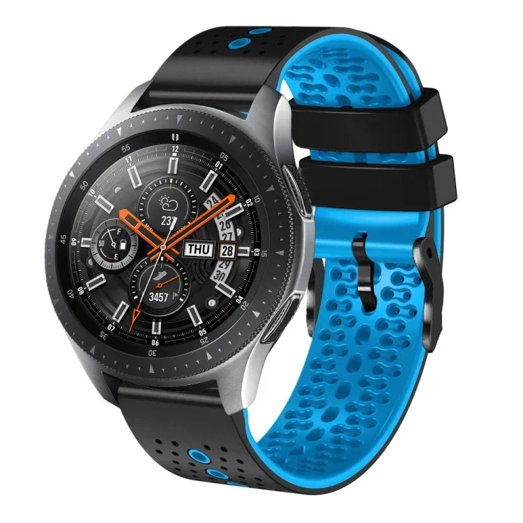 สายซิลิโคนสองสีเจาะรู 22mm สำหรับ Samsung Galaxy Watch3 45mm, สำหรับ Samsung Galaxy Watch 46mm, สำหรับ Samsung Gear S3 Classic, สำหรับ Samsung Gear S3 Frontier