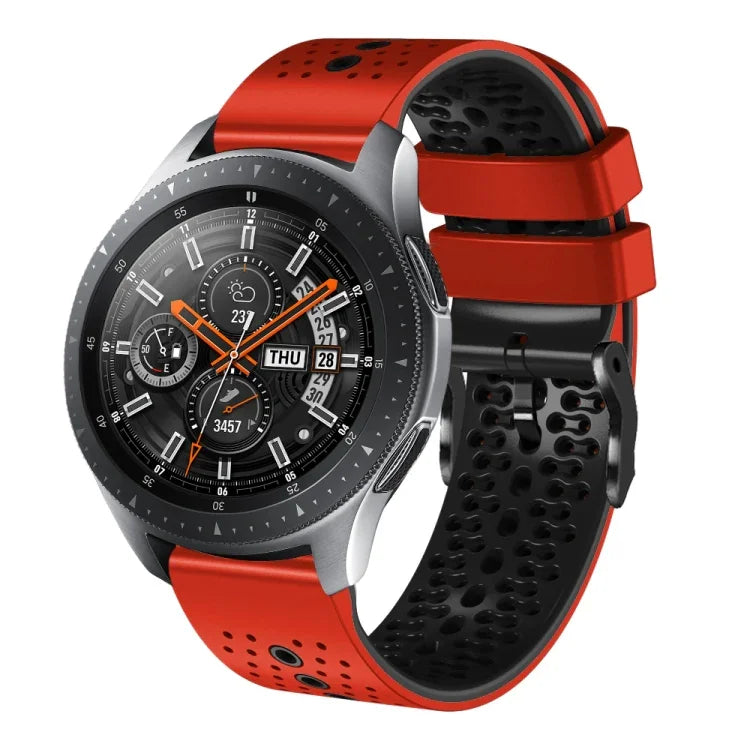 สายซิลิโคนสองสีเจาะรู 22mm สำหรับ Samsung Galaxy Watch3 45mm, สำหรับ Samsung Galaxy Watch 46mm, สำหรับ Samsung Gear S3 Classic, สำหรับ Samsung Gear S3 Frontier
