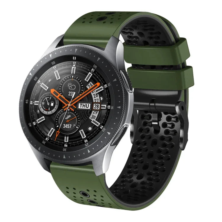 สายซิลิโคนสองสีเจาะรู 22mm สำหรับ Samsung Galaxy Watch3 45mm, สำหรับ Samsung Galaxy Watch 46mm, สำหรับ Samsung Gear S3 Classic, สำหรับ Samsung Gear S3 Frontier