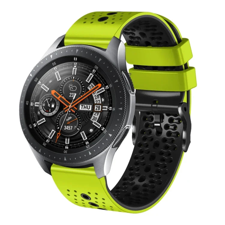 สายซิลิโคนสองสีเจาะรู 22mm สำหรับ Samsung Galaxy Watch3 45mm, สำหรับ Samsung Galaxy Watch 46mm, สำหรับ Samsung Gear S3 Classic, สำหรับ Samsung Gear S3 Frontier