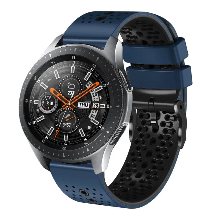 สายซิลิโคนสองสีเจาะรู 22mm สำหรับ Samsung Galaxy Watch3 45mm, สำหรับ Samsung Galaxy Watch 46mm, สำหรับ Samsung Gear S3 Classic, สำหรับ Samsung Gear S3 Frontier